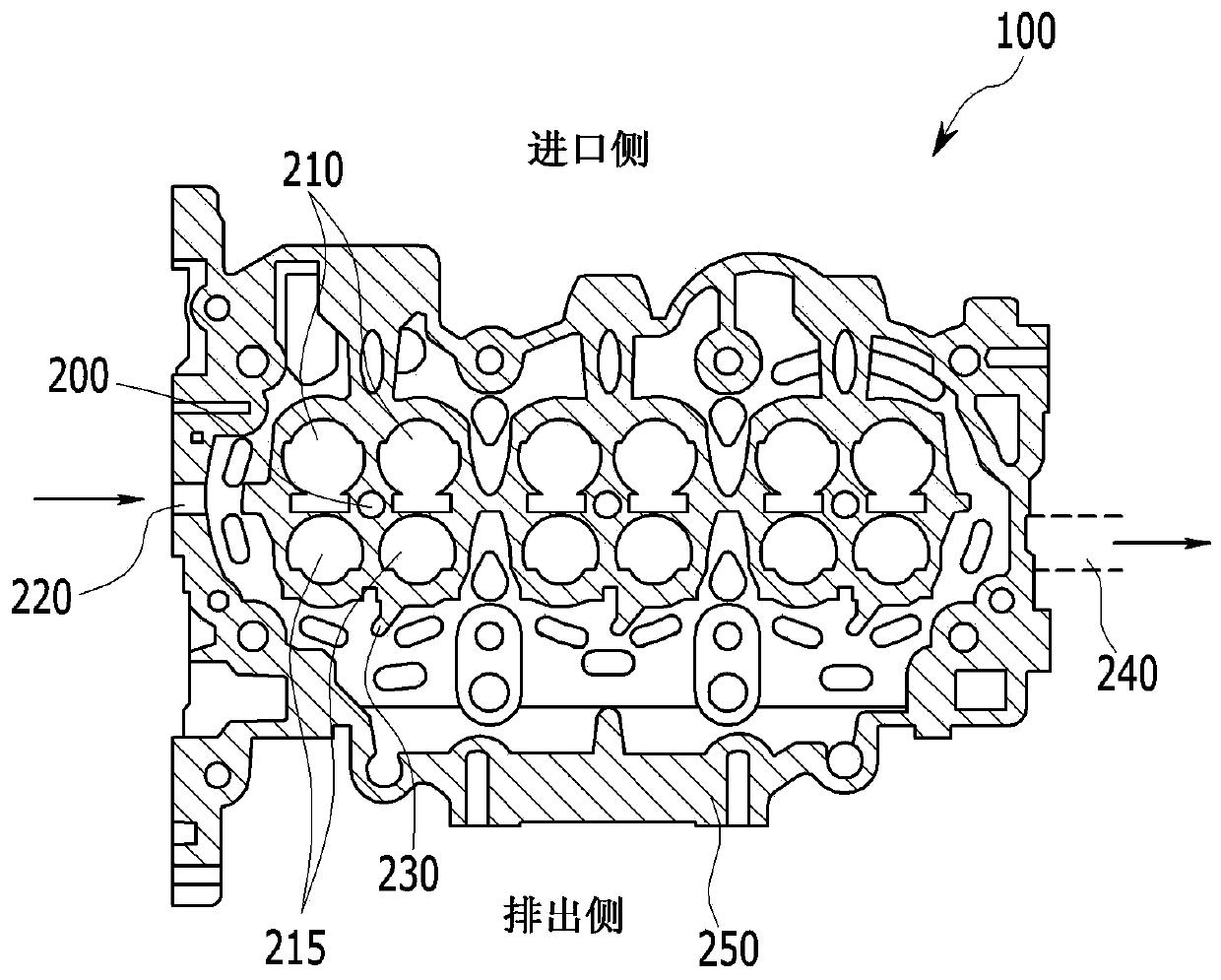 Integral exhaust manifold cylinder head with water jacket