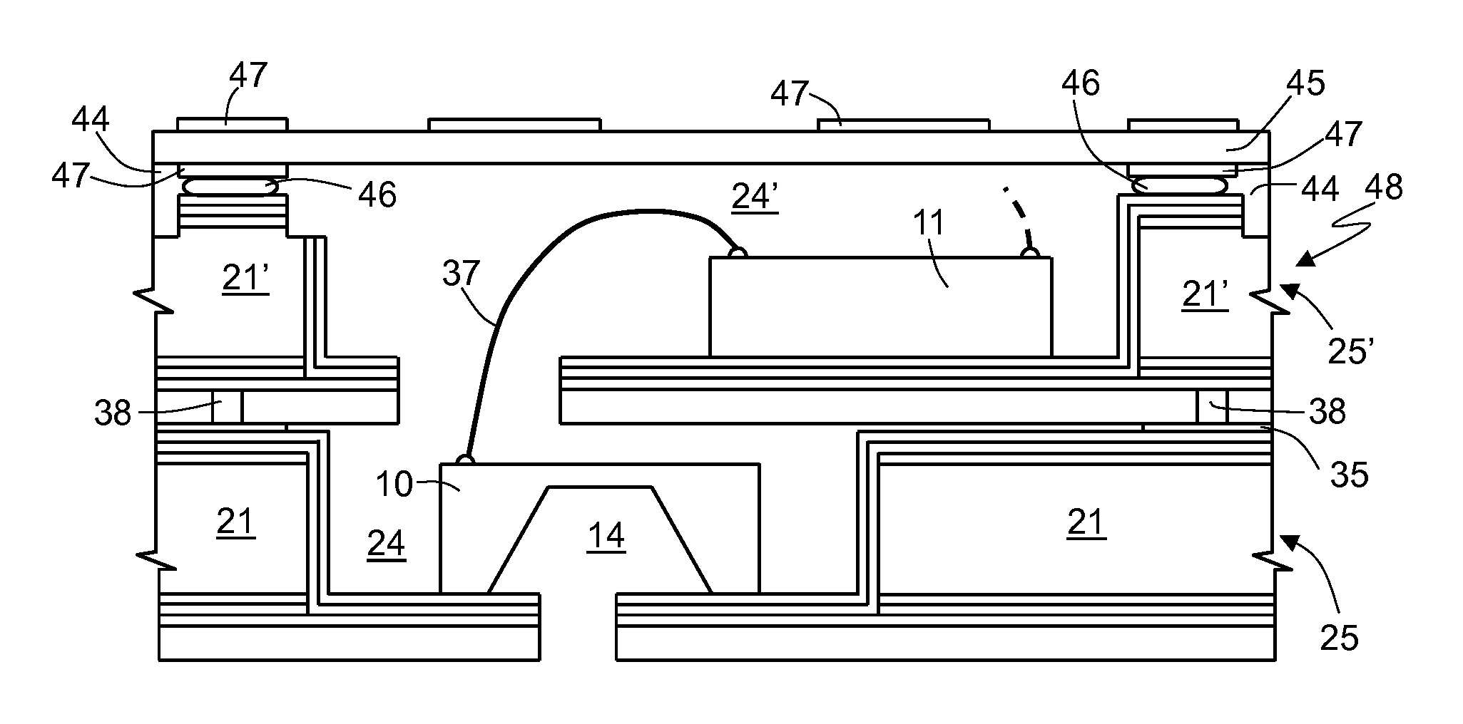 Package for a MEMS sensor and manufacturing process thereof