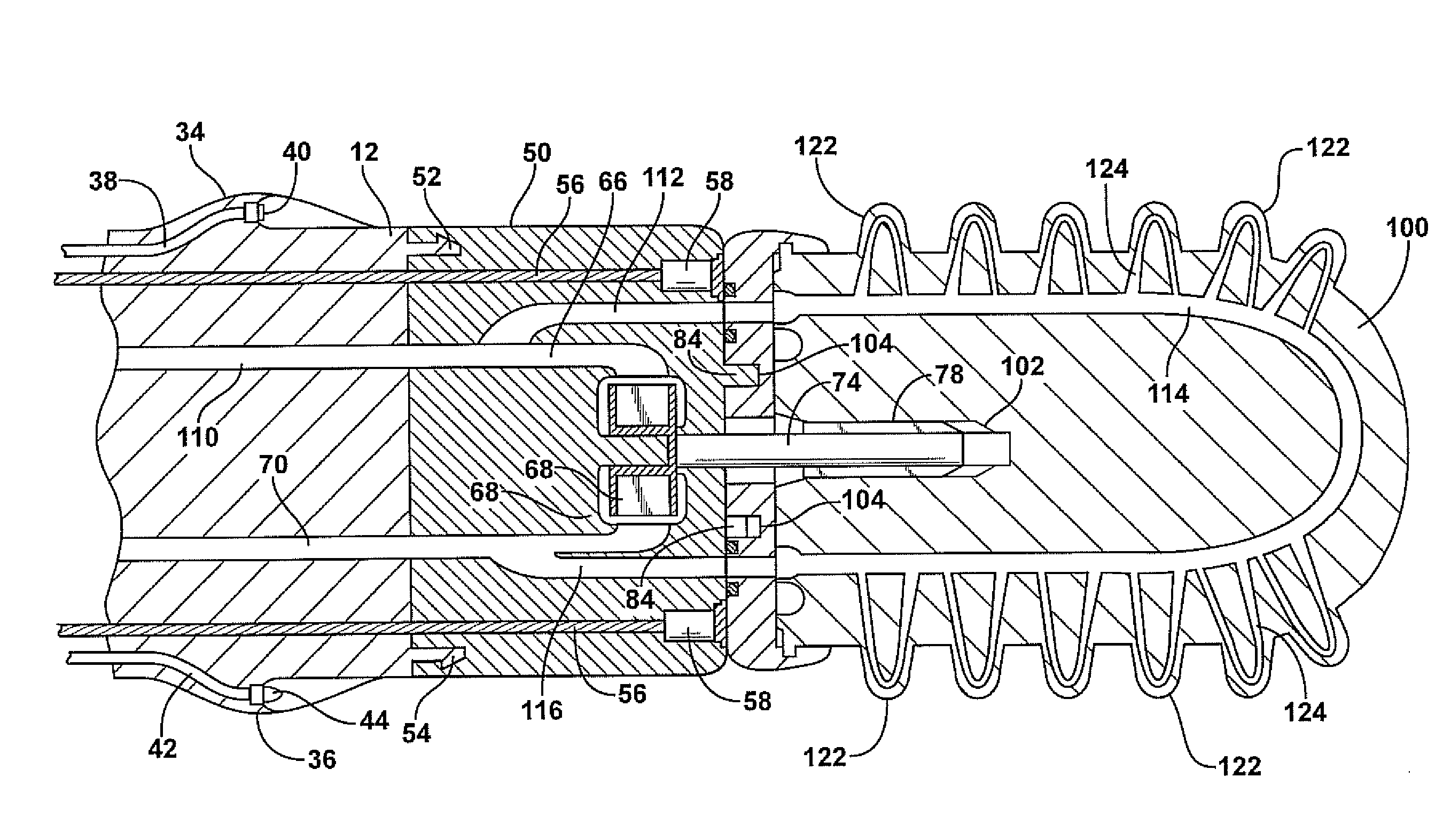 Endoscopic cutting and debriding device mounted on a flexible and maneuverable tube employing a fluid-driven turbine
