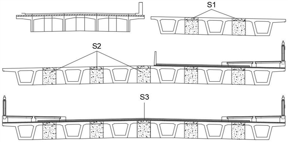 Process for constructing prefabricated small box girder bridge by half-range construction firstly and then whole construction