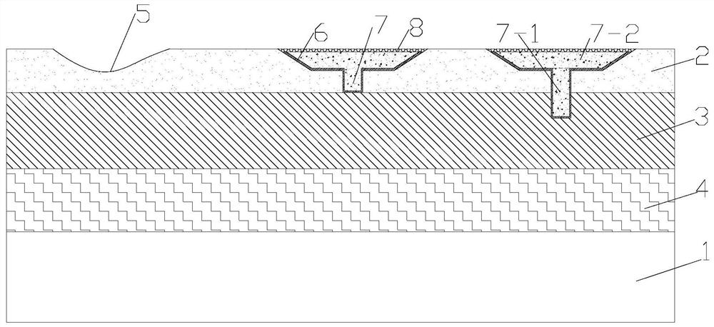 Pit slot reinforcing structure and method for old asphalt pavement