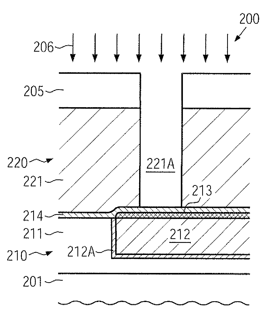 Method of reducing erosion of a metal cap layer during via patterning in semiconductor devices