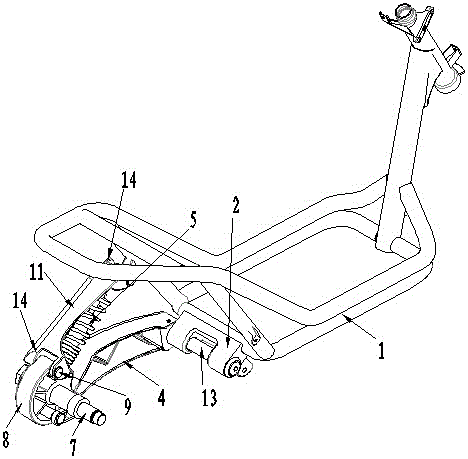 Suspension device for rear wheel