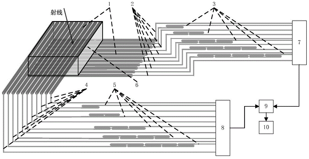 Optical fiber array neutron position sensitiveness detection system and method based on delay encoding