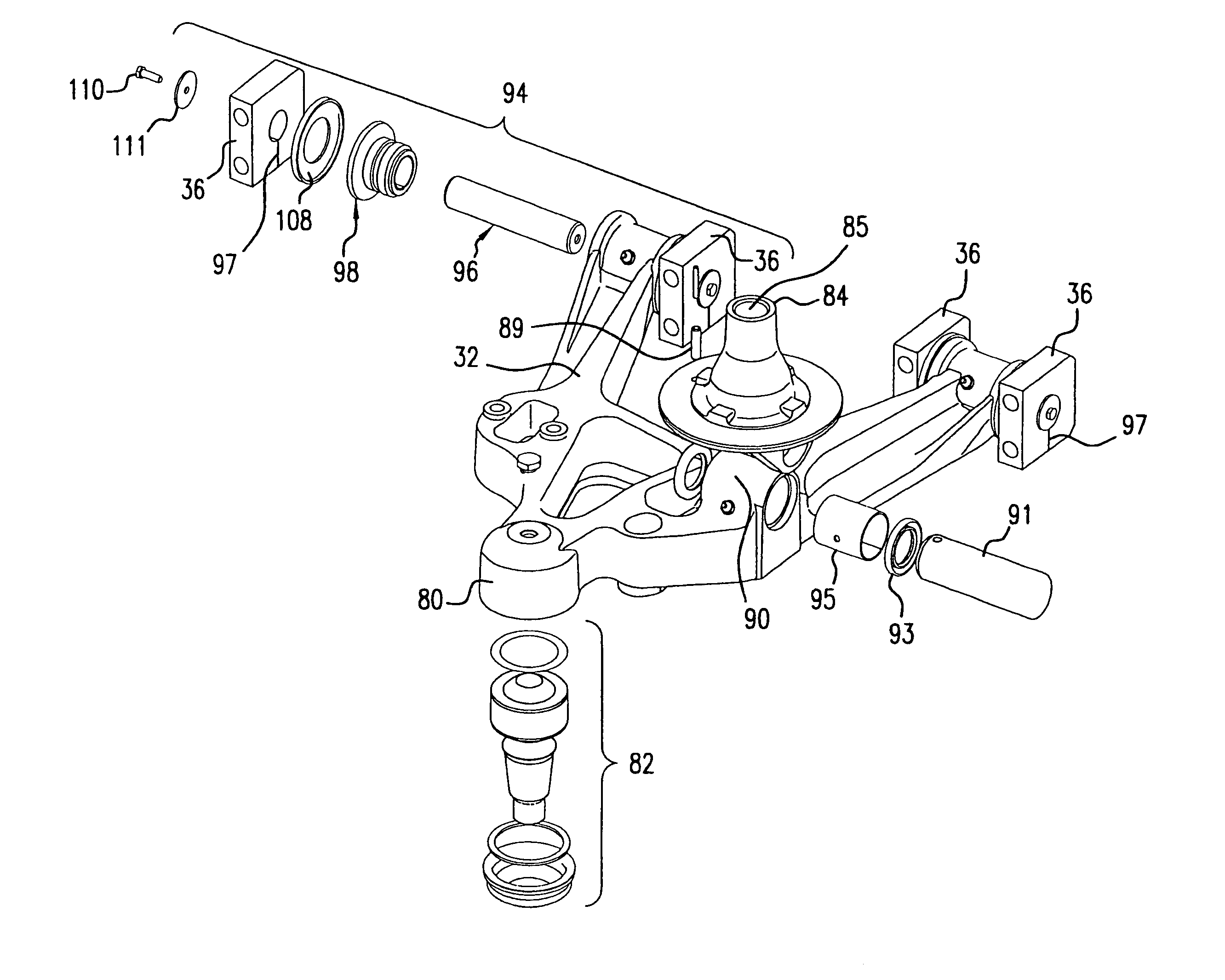 Mounting assembly for a vehicle suspension arm
