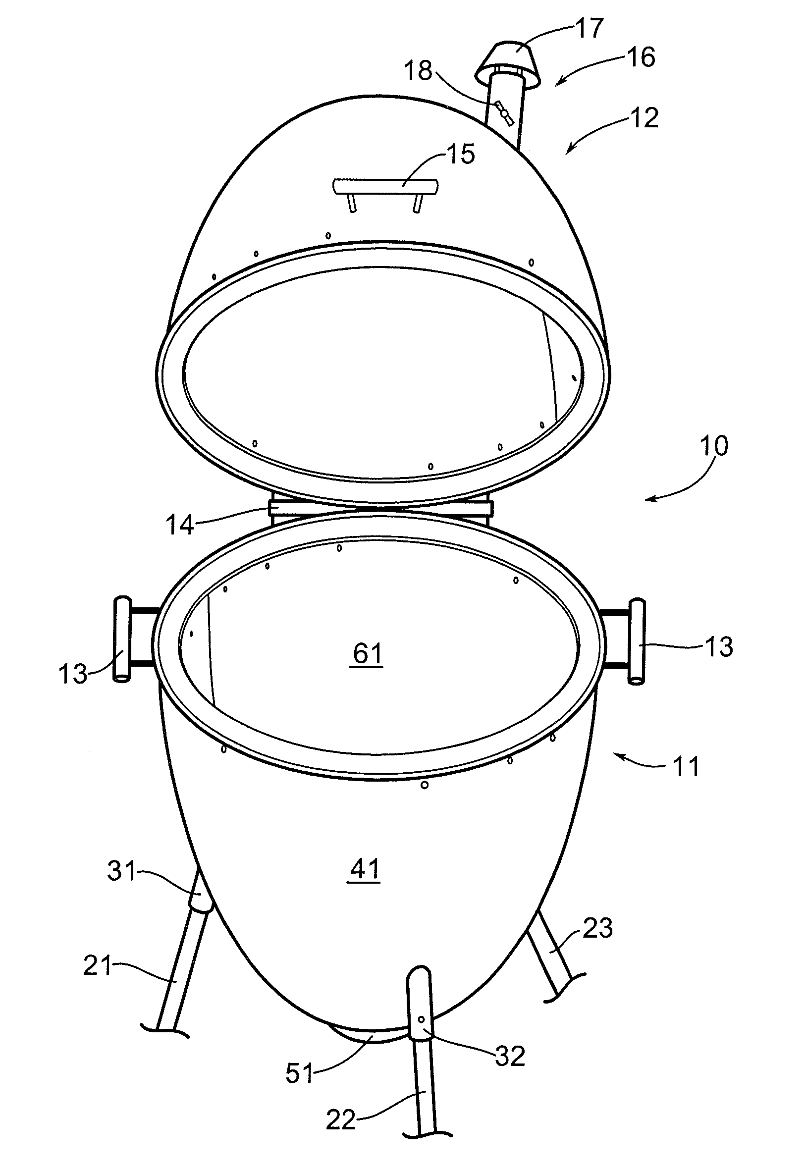 Egg-shaped outdoor cooker