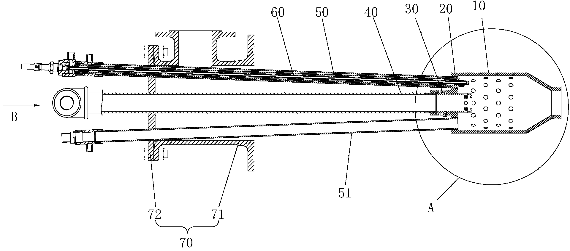 Low-calorific-value gas radiating tube burner and control method thereof