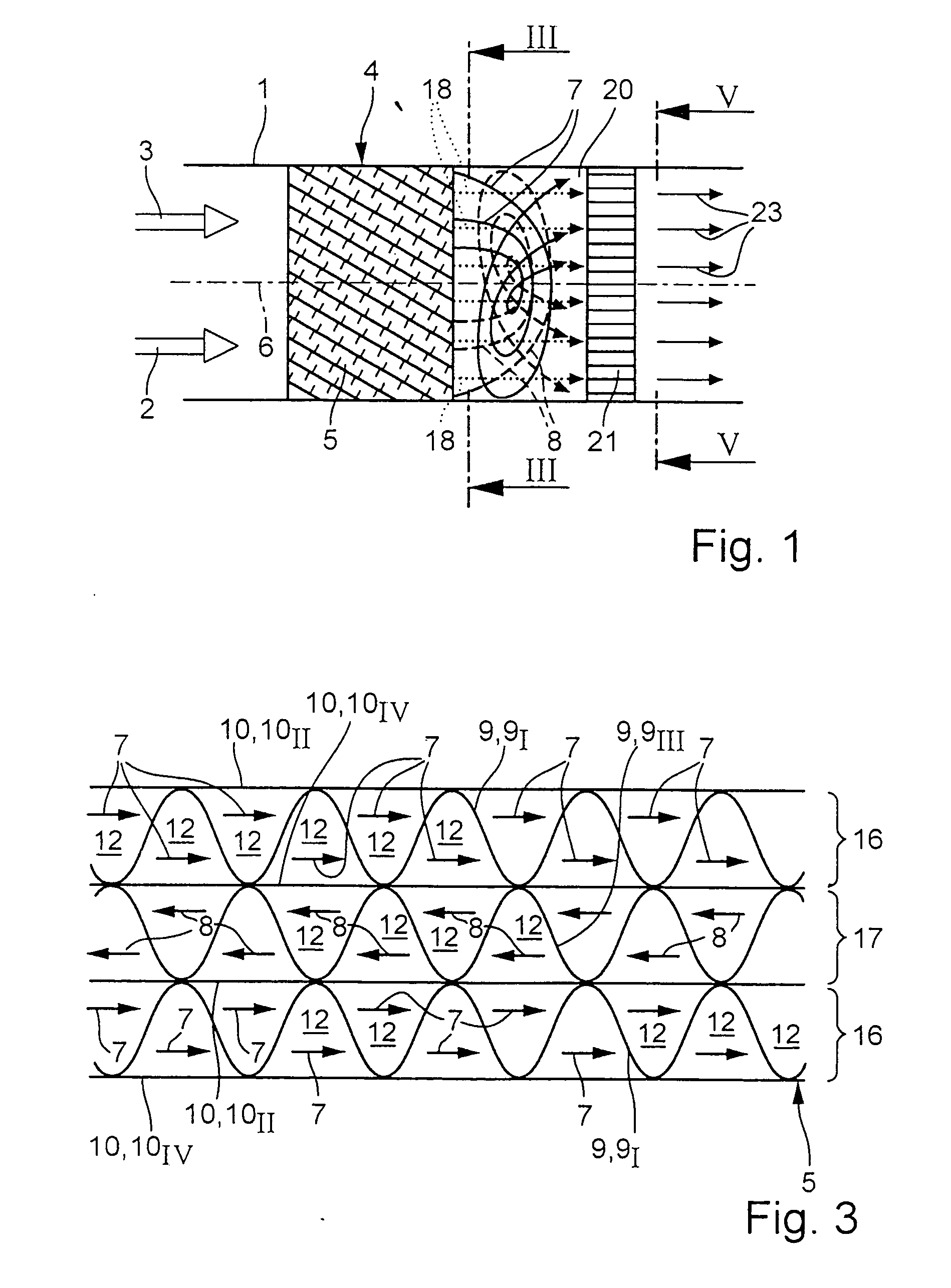 Method and device for mixing fluid flows