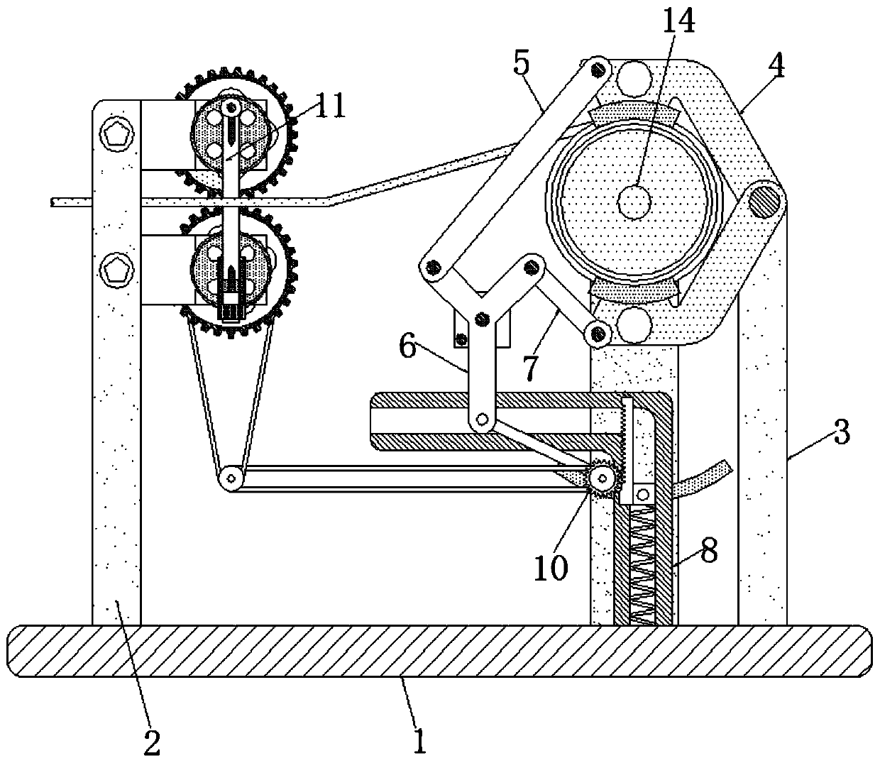 Cable winding device for quantitative cable winding and automatic cutting based on movement of toothed bar