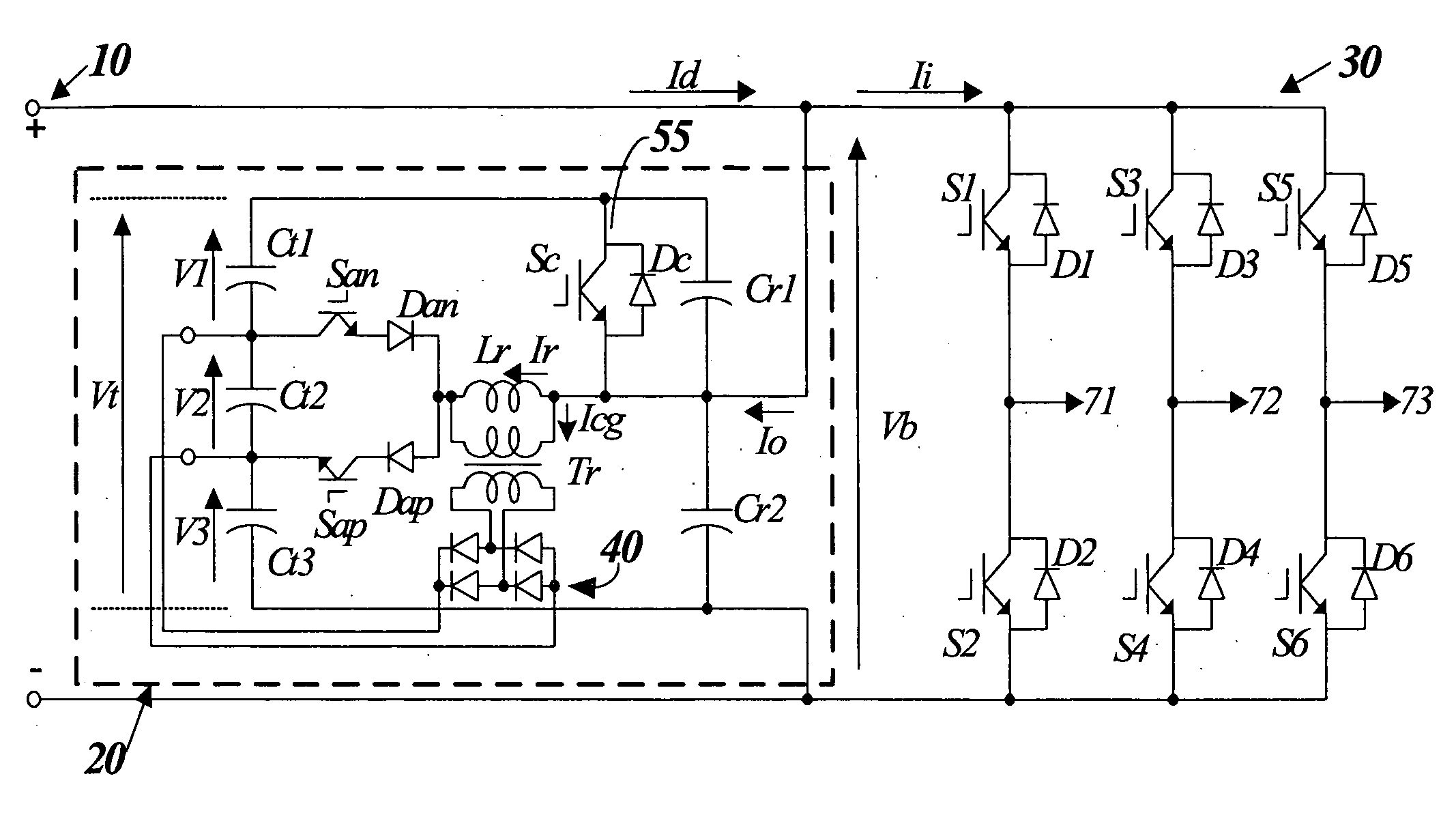 Auxiliary quasi-resonant dc tank electrical power converter