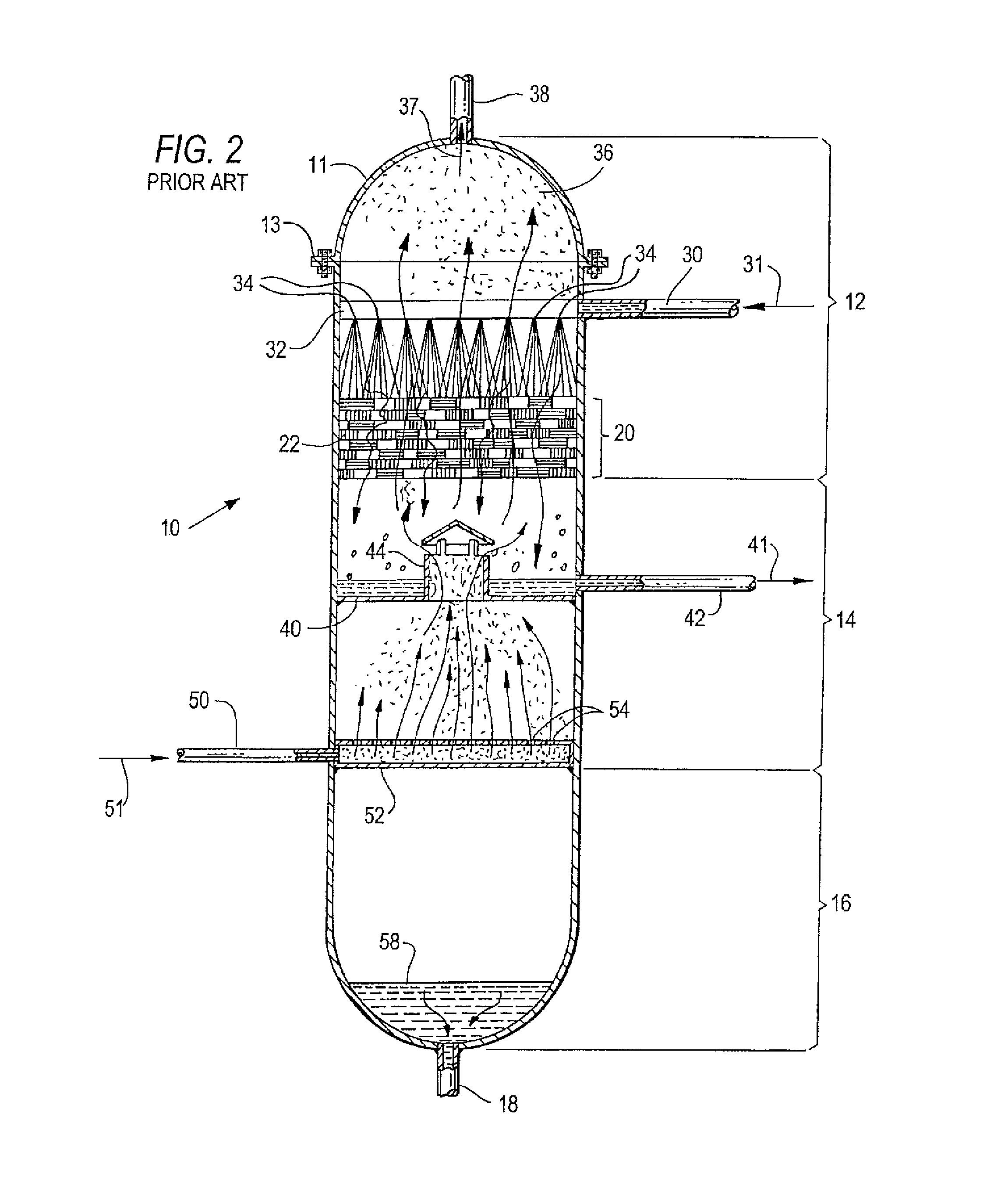 Variable capacity multiple-leg packed separation column