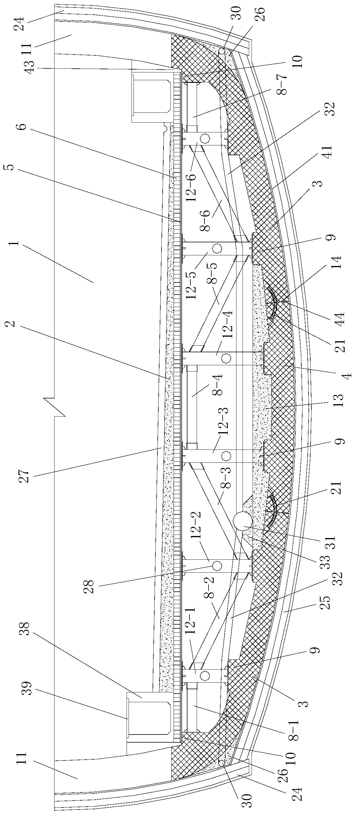 Tunnel construction method based on inverted arch and inverted arch filling layer replaced steel and concrete combined structure