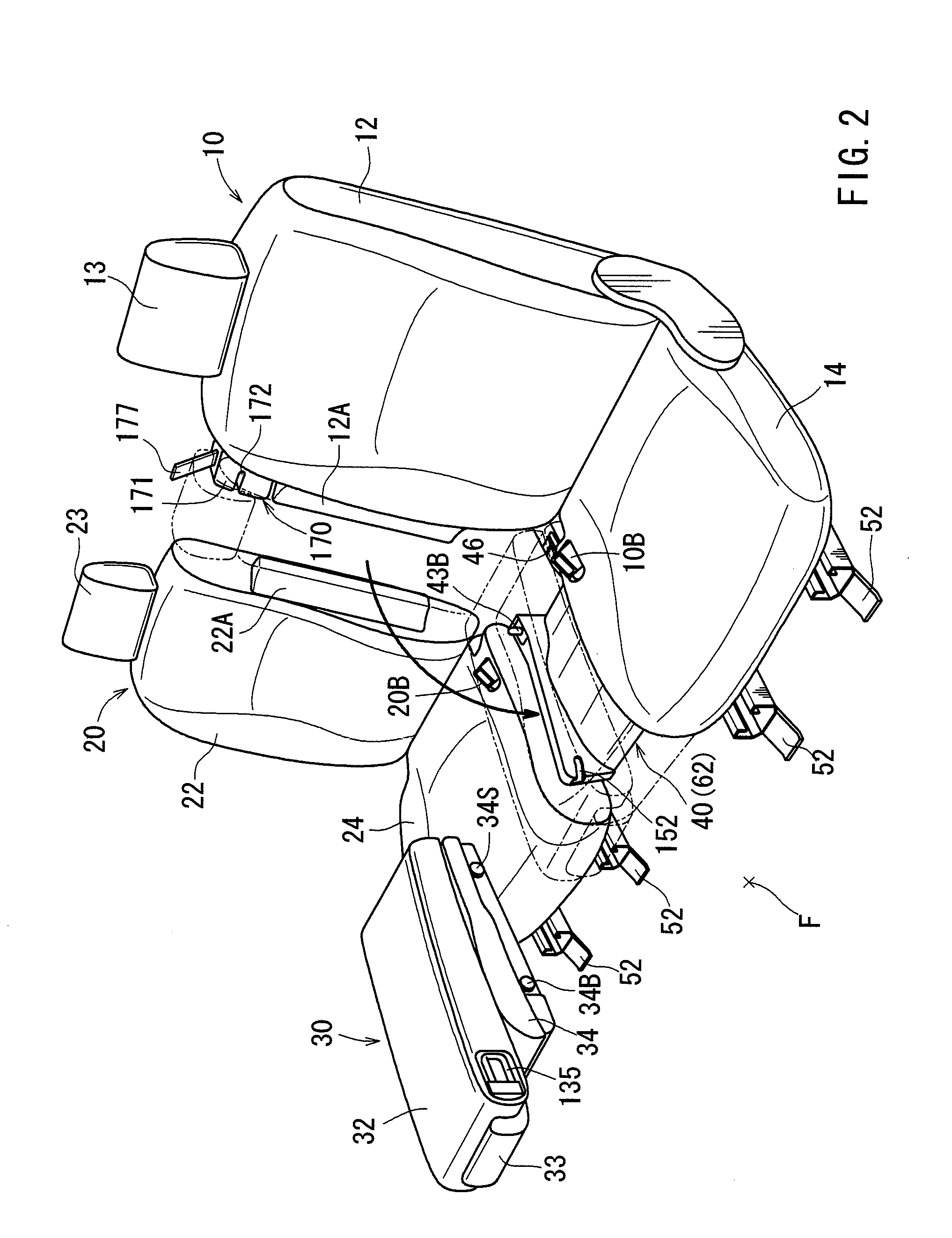 Structure for storing seat for automobile