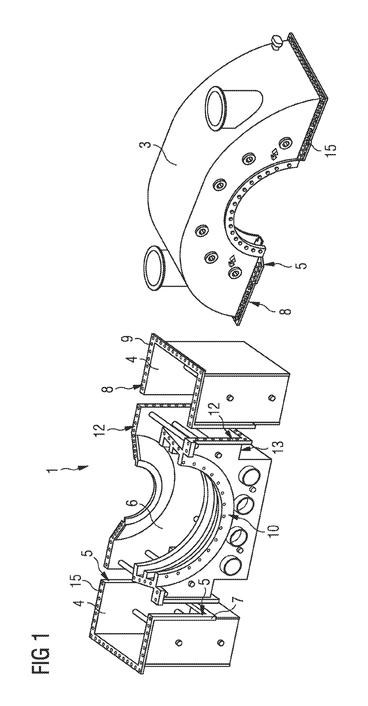 Exhaust-steam casing for a steam turbine and assembly system