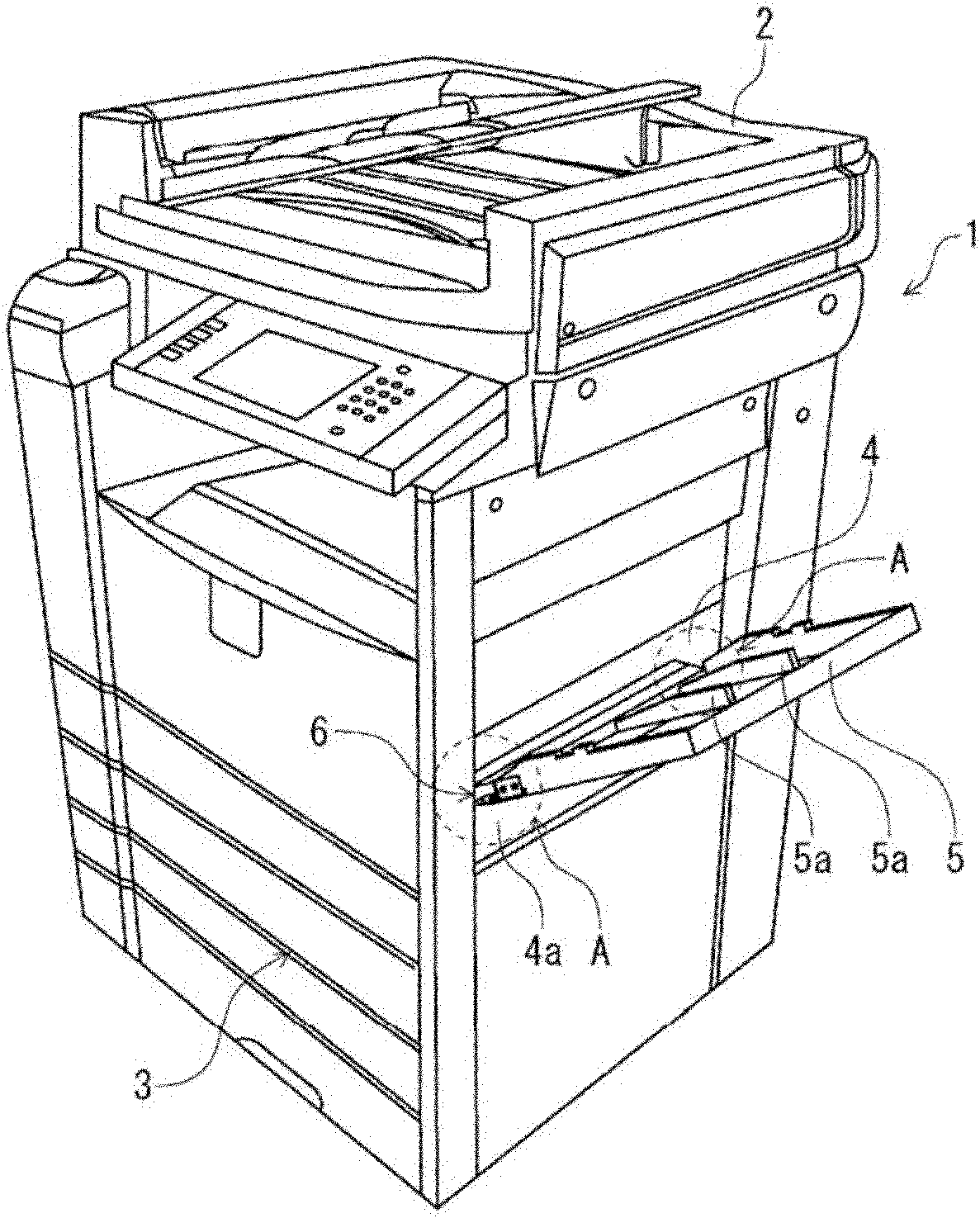Opening and closing device of office machine and office machine