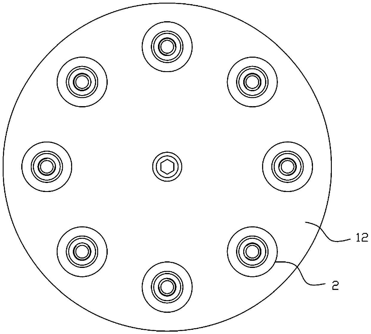 Pressing and rotating mechanism for gasket on cosmetic bottle body