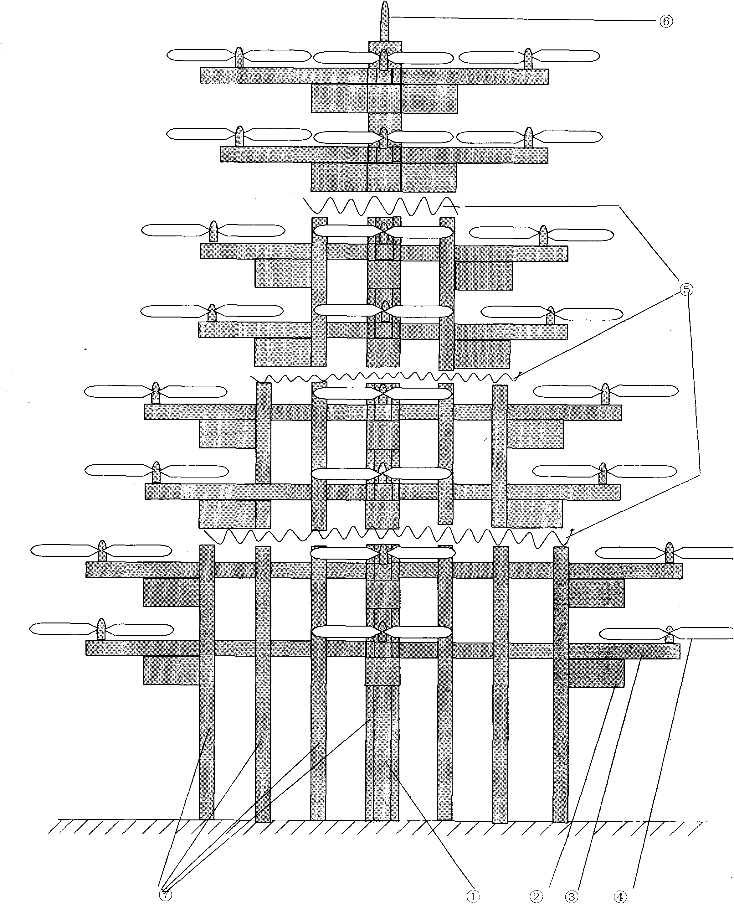Tower-type wind power station structure