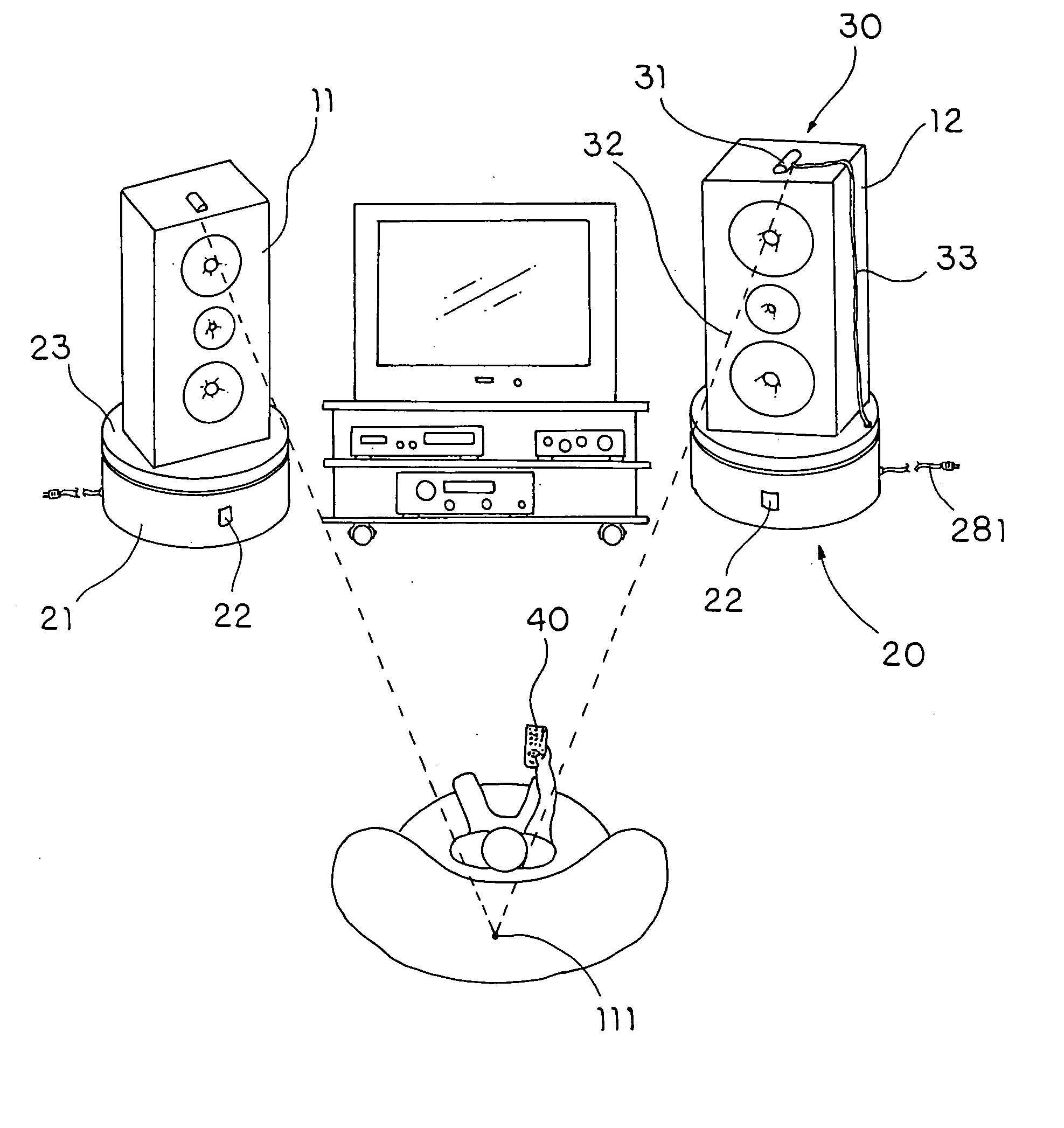 Remotely controllable revolving support for speaker