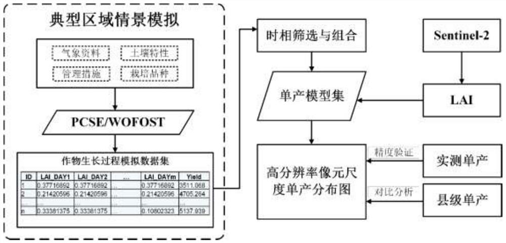 Pixel scale winter wheat per unit yield remote sensing estimation method based on multi-scenario simulation