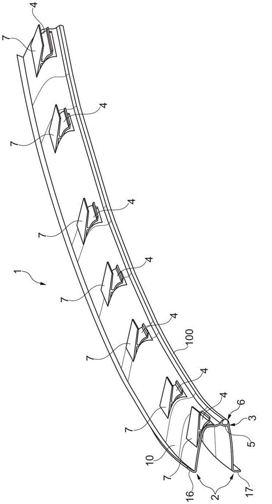 Molding for a motor vehicle for transmitting an impact force to a hood sensor
