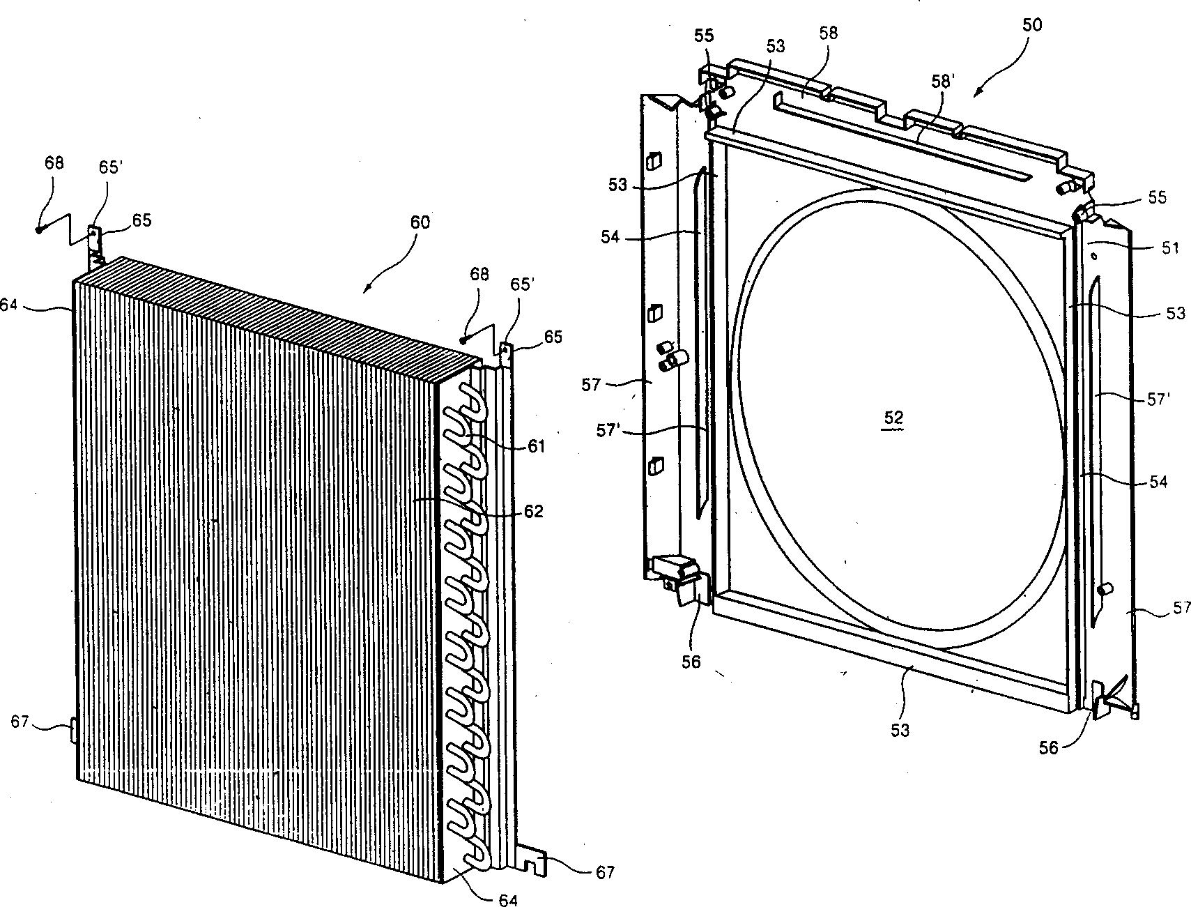 Heat exchanger assembling structure for split air conditioner