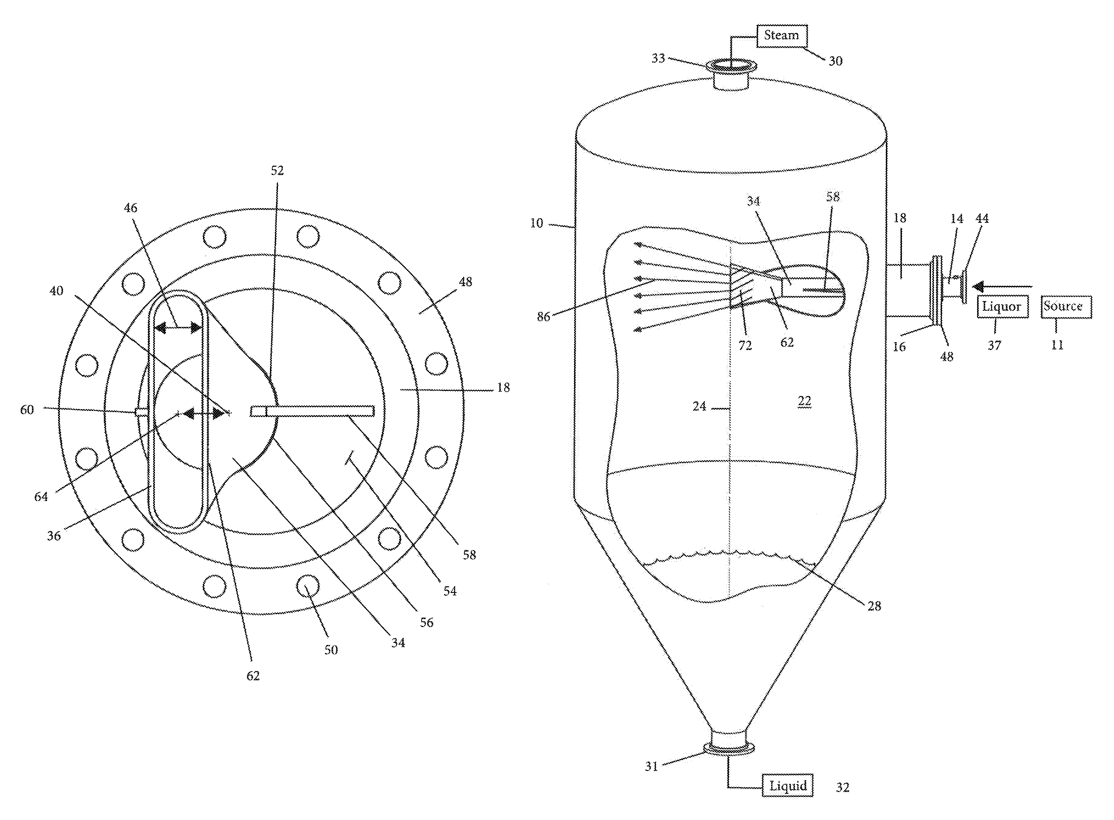 Flash tank with flared inlet insert and method for introducing flow into a flash tank