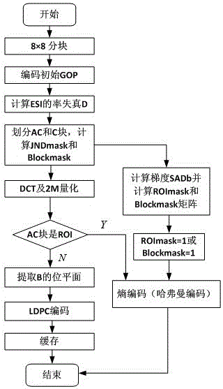 Distributed codec method and system based on hvs&roi