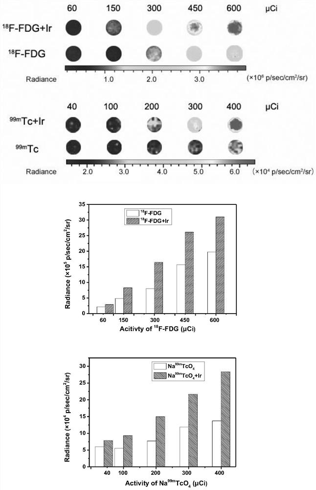 Application of a metal iridium complex nanoparticle in nuclide-excited phosphorescence imaging