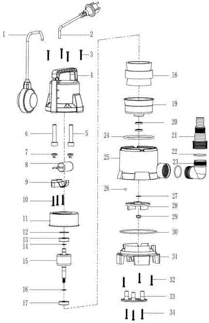 Efficient water suction pump applied to sewage or clean water