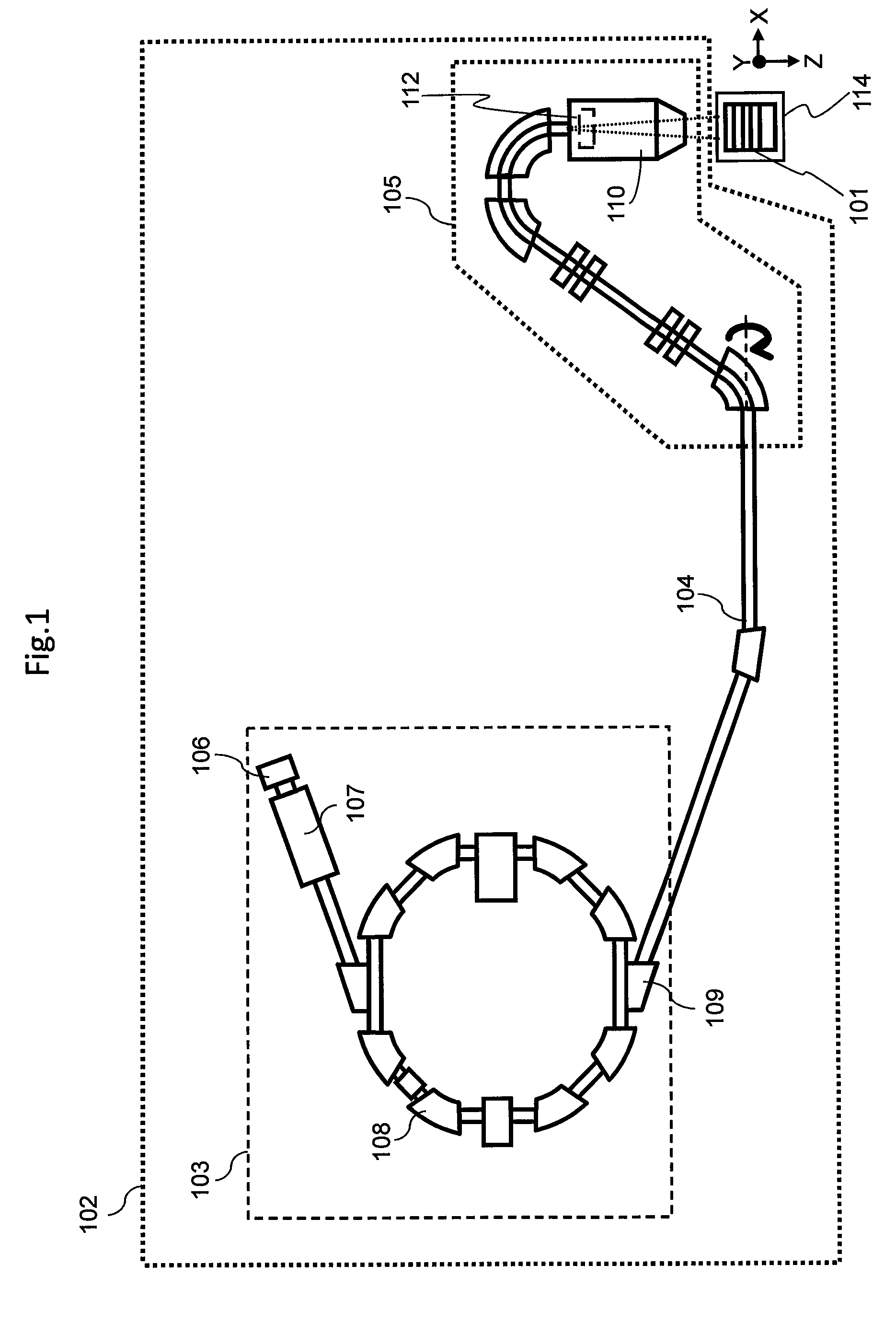 Radiation measuring device, particle beam therapy device provided with radiation measuring device, and method for calculating dose profile of particle beam