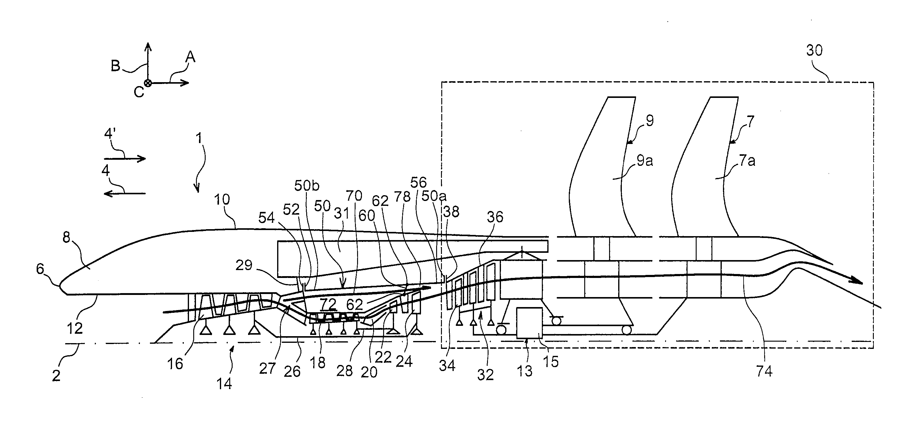 Turbine engine comprising a contrarotating propeller receiver supported by a structural casing attached to the intermediate housing
