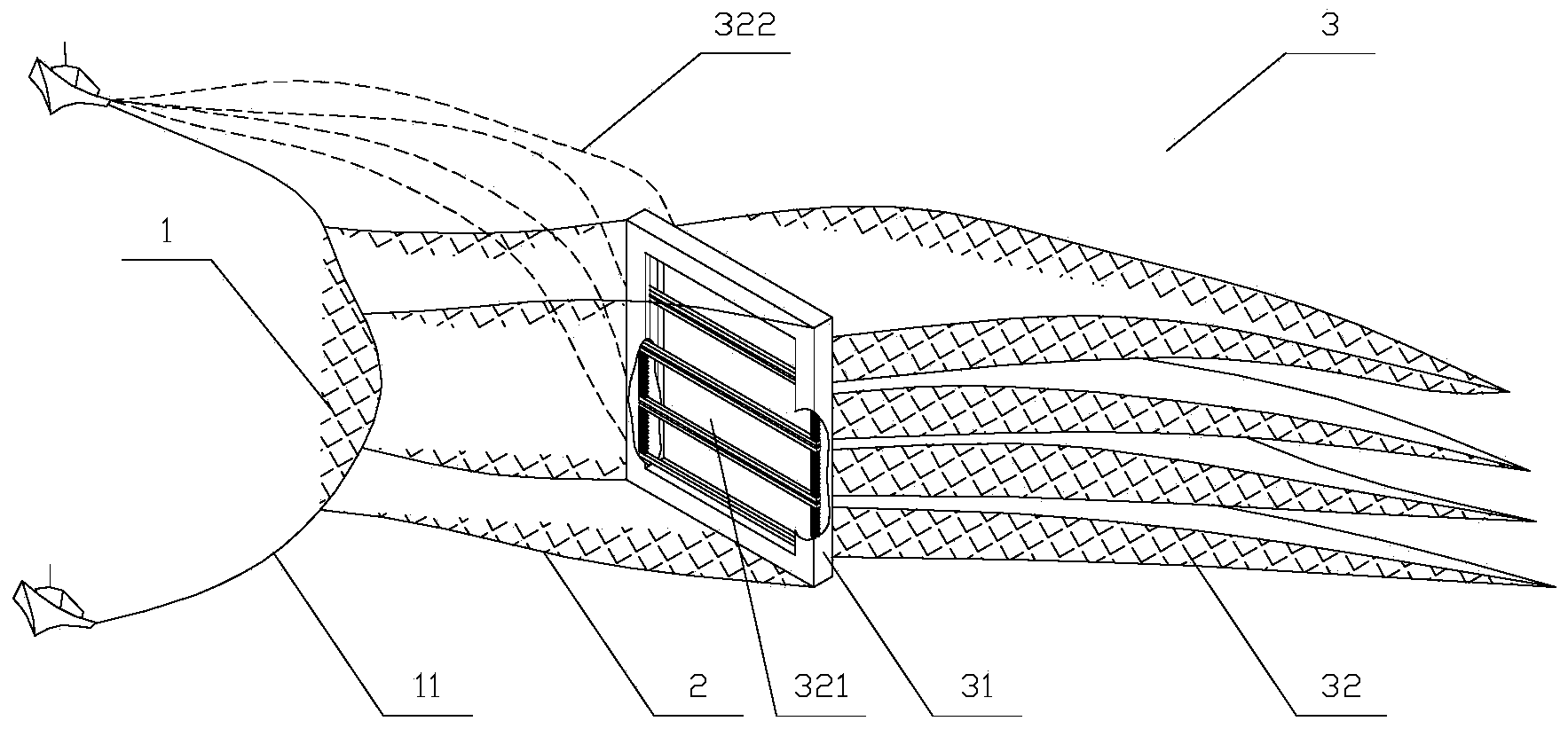 Trawl net with a plurality of parallel bag sets and catching method thereby