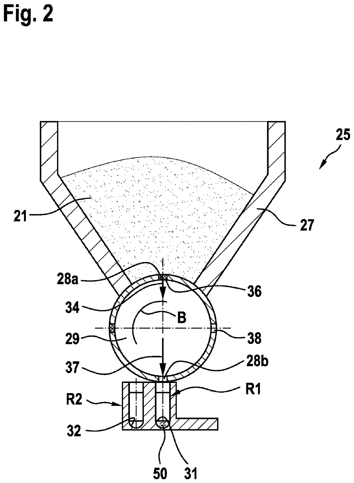 Device for metering filling material