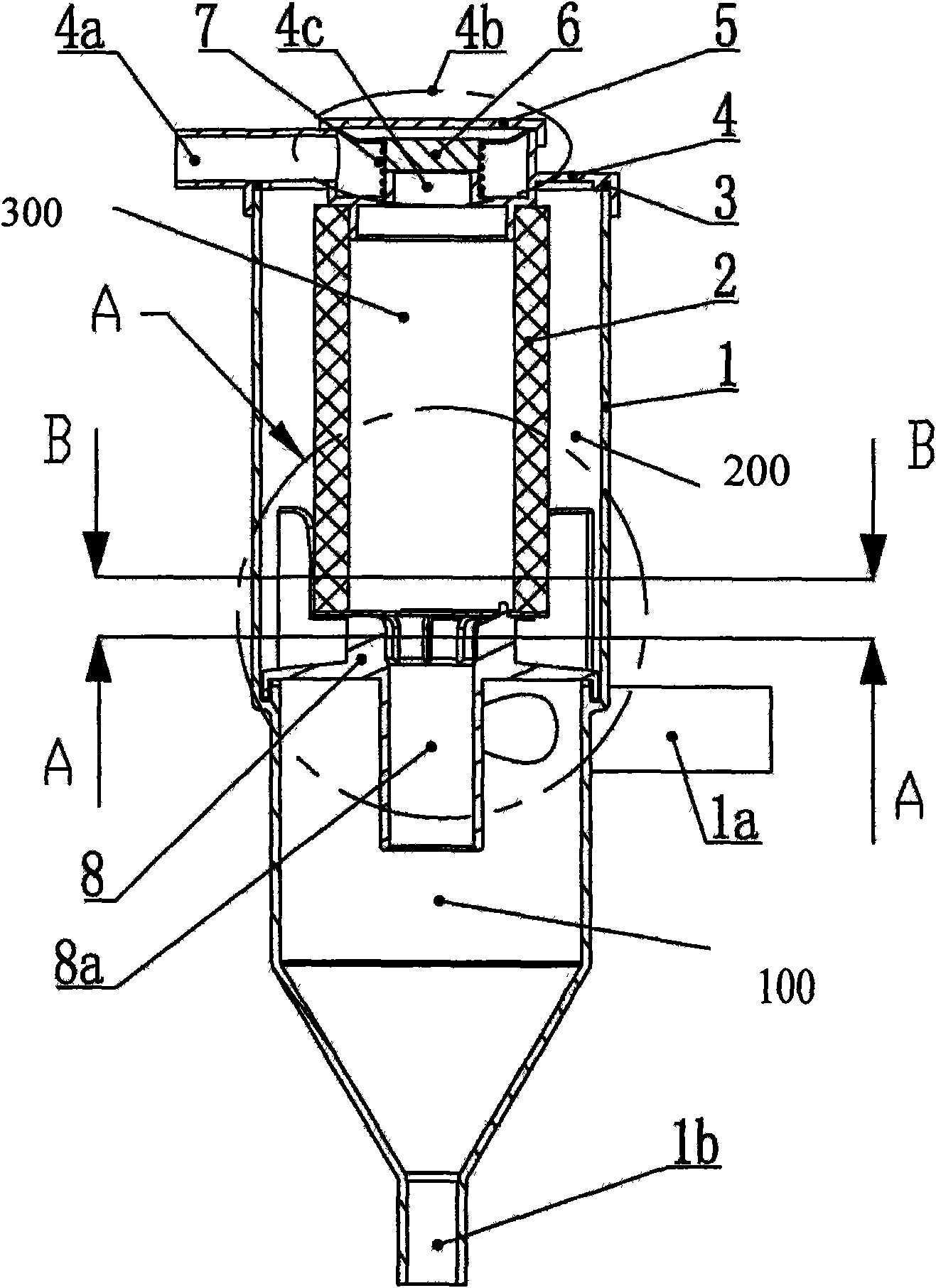 Gas and oil separating plant for internal combustion engine