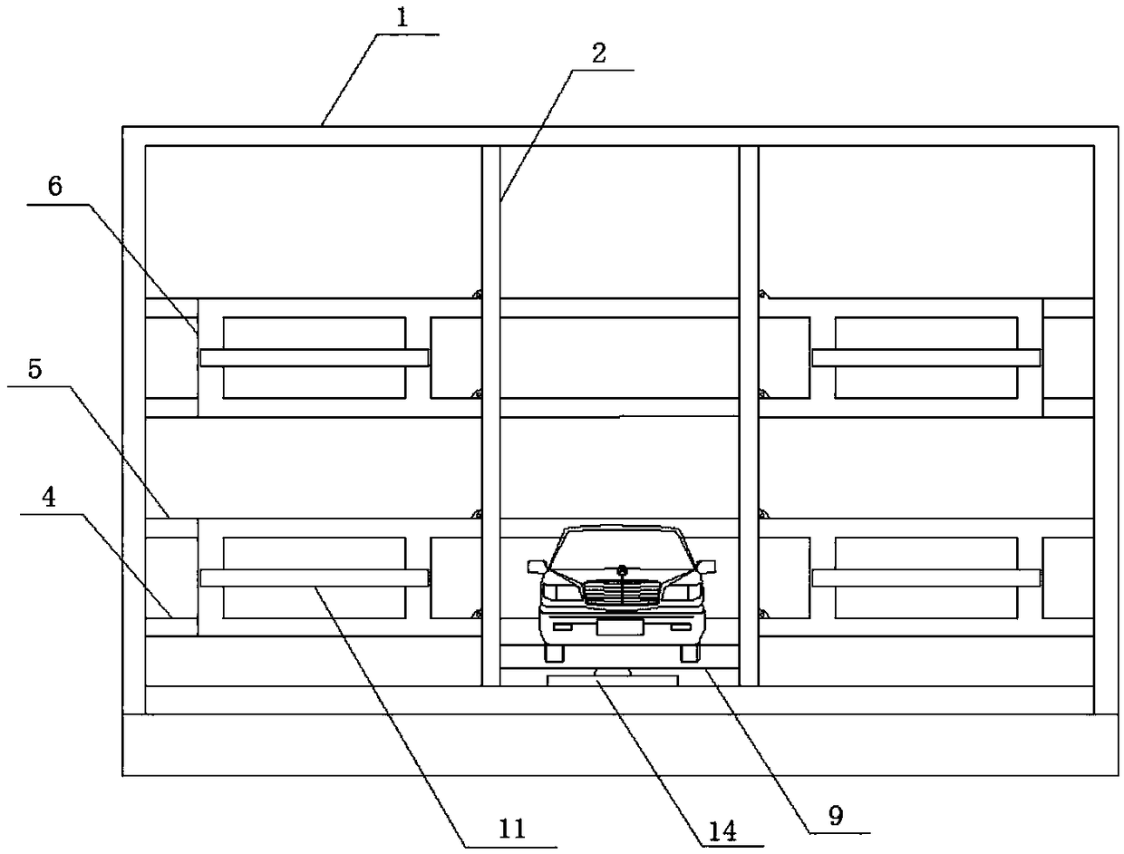 Convenient dual-layer lifting-and-translation parking equipment with reinforced fixing effect