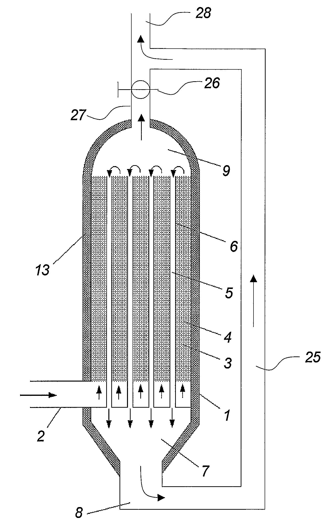 Method For Treatment Of A Fluid Quantity Including Chemical Reacting Means Such As Combustible Materials And A Catalytic Device