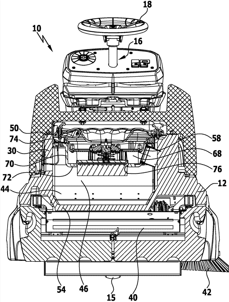 Self-propelled floor cleaning machine and a filter system module