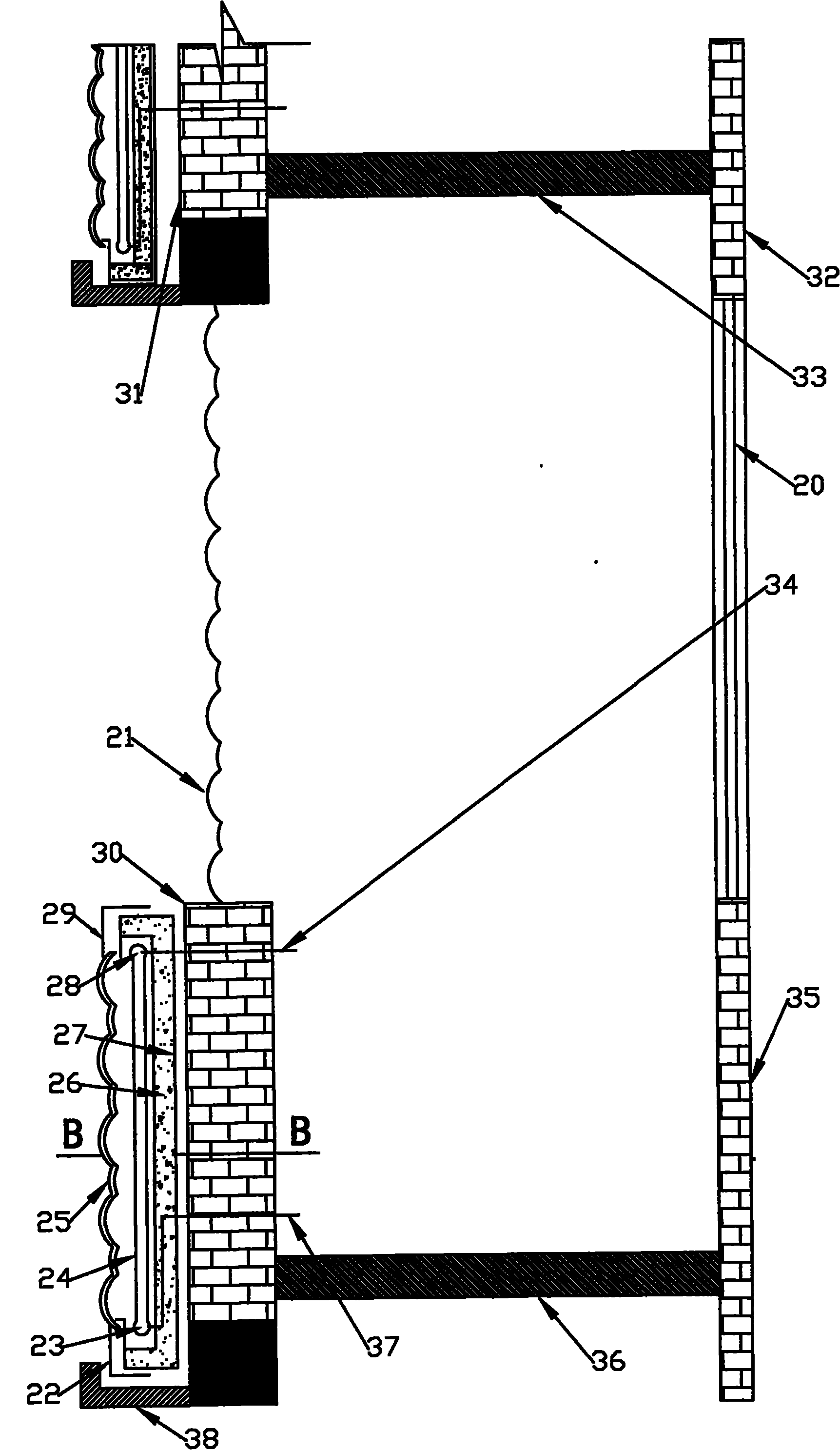 Flat plate-type solar balcony bathroom