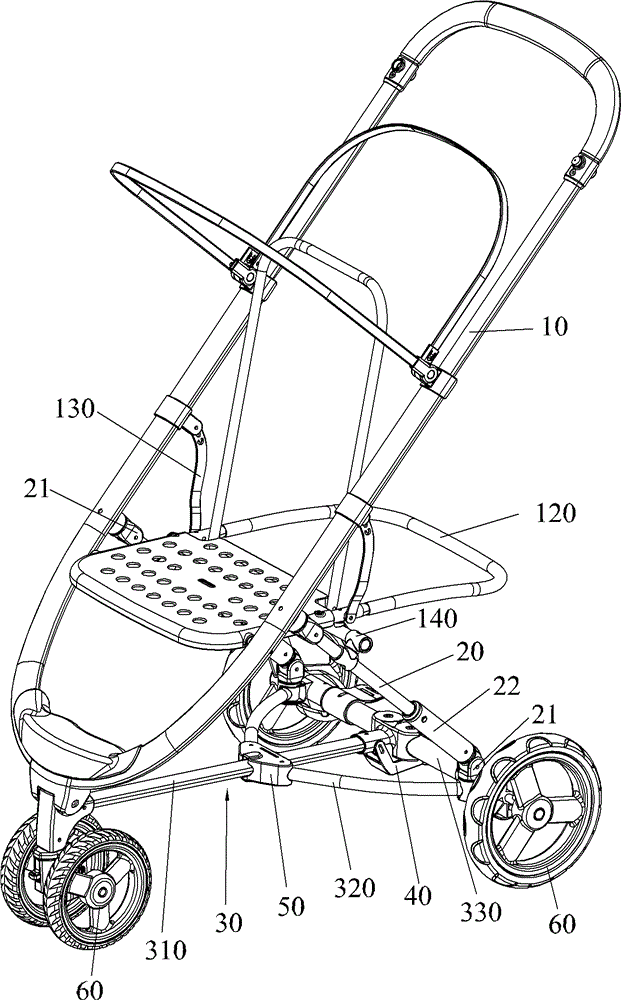 Baby carriage frame and its folding mechanism