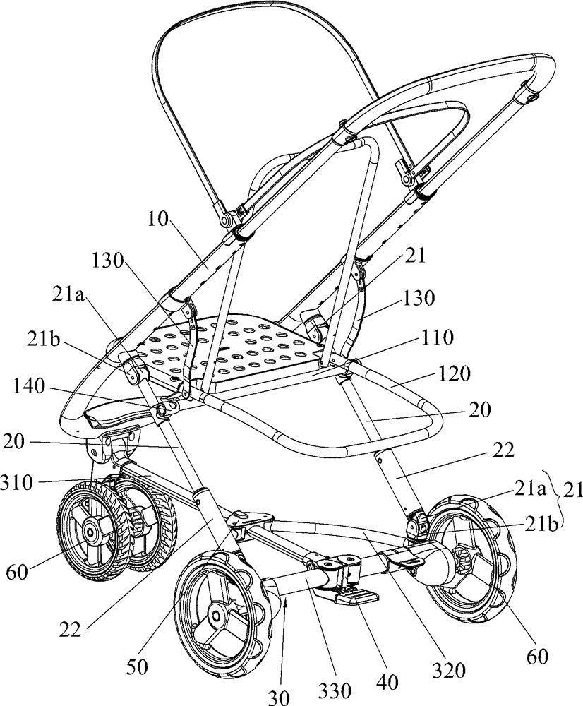 Baby carriage frame and its folding mechanism