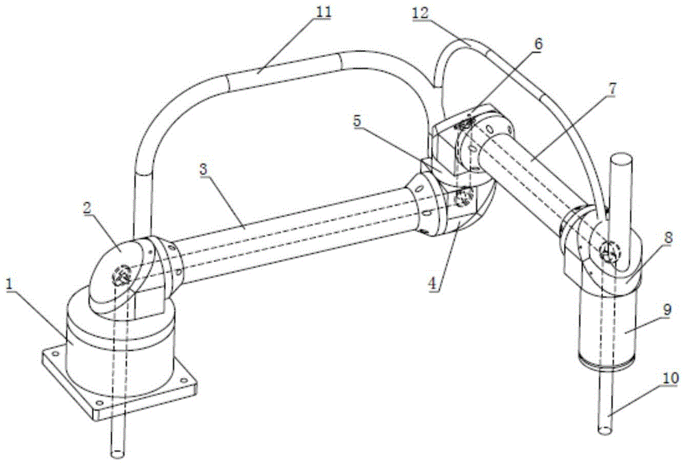 A scara-like robot with a laser beam inside