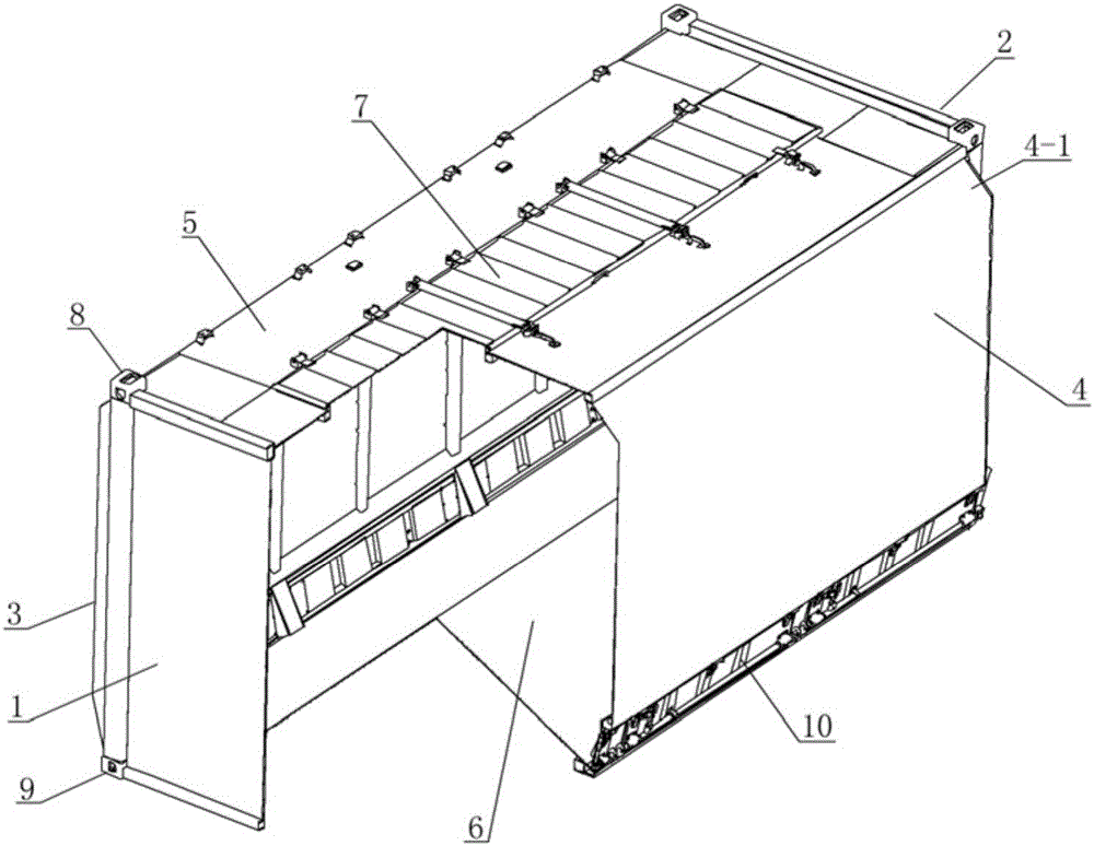 Wide-body bulk transport container and transport vehicle
