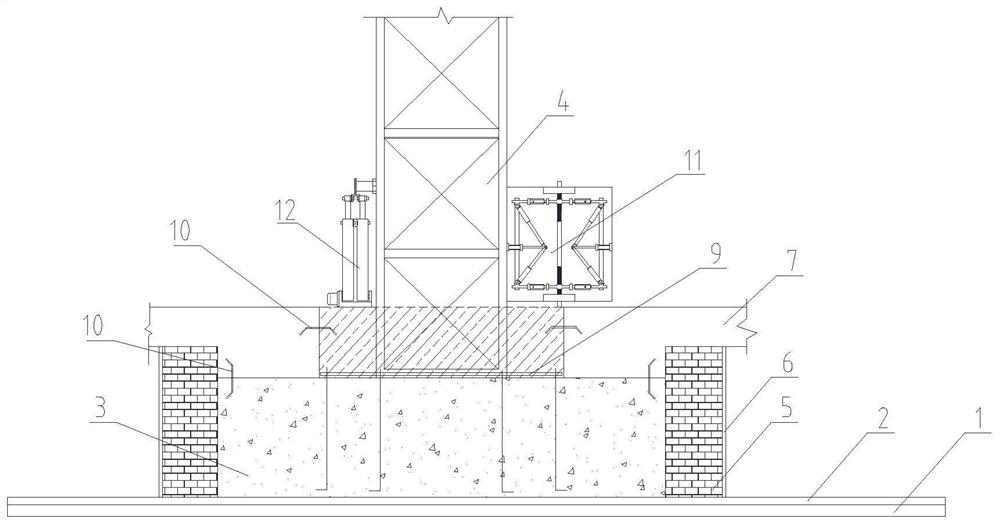 Water seepage prevention structure and construction method of tower crane foundation in basement floor of building