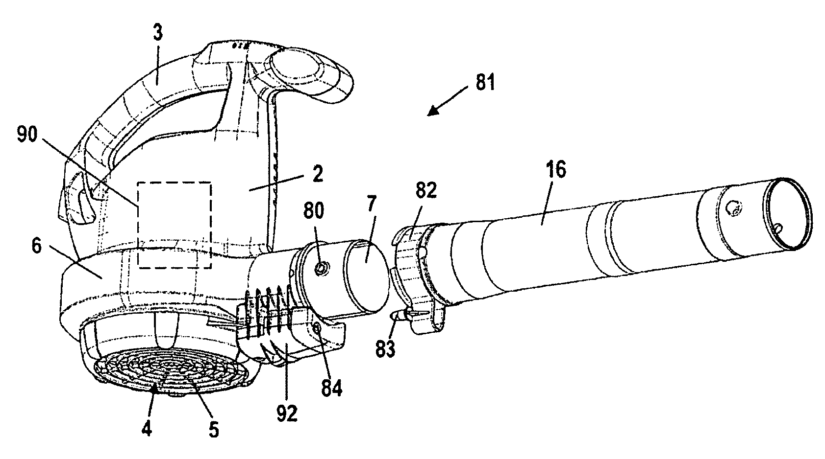 Manually guided blower