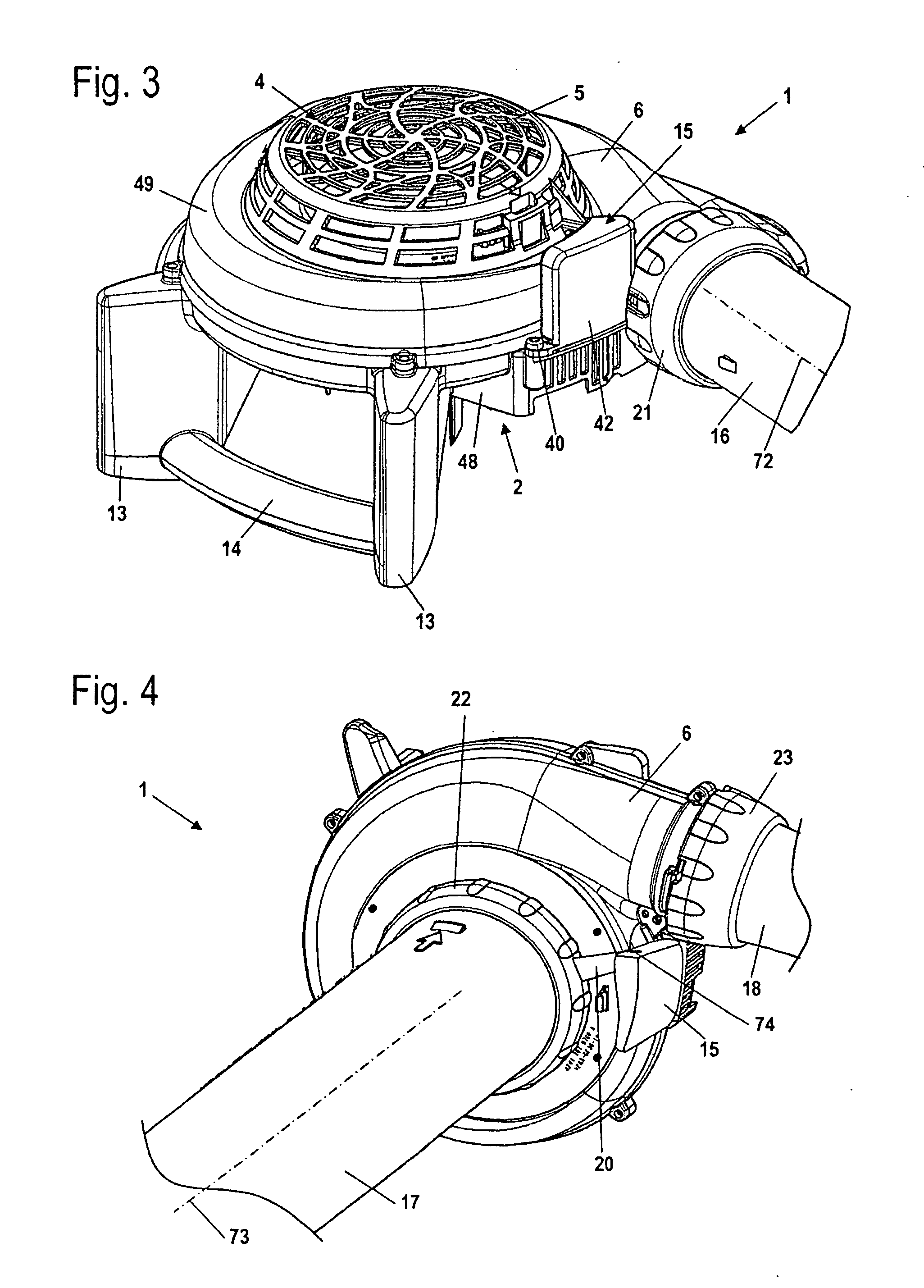 Manually guided blower