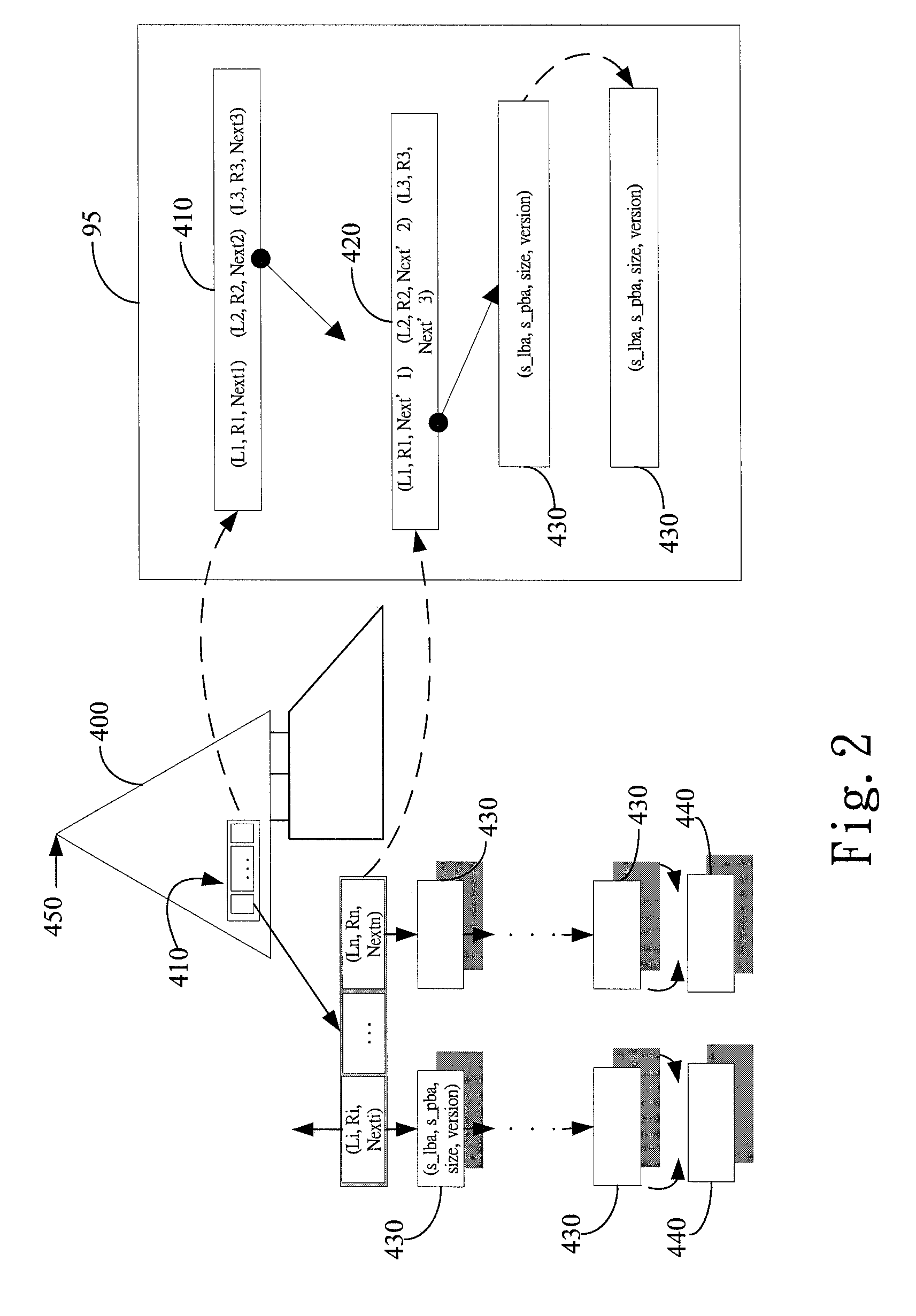 Caching device for NAND flash translation layer
