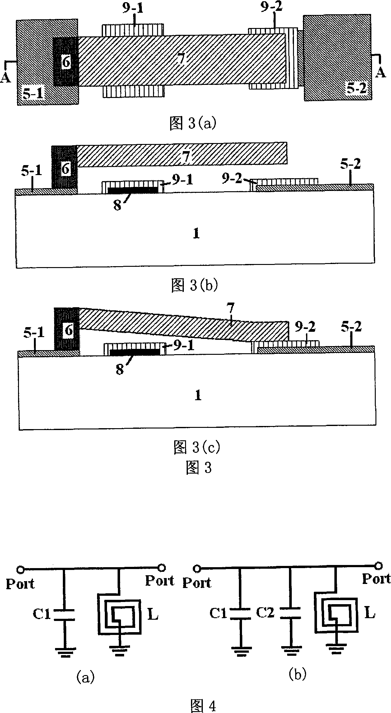 Microelectronic mechanical variable bandpass filter and process for producing the same