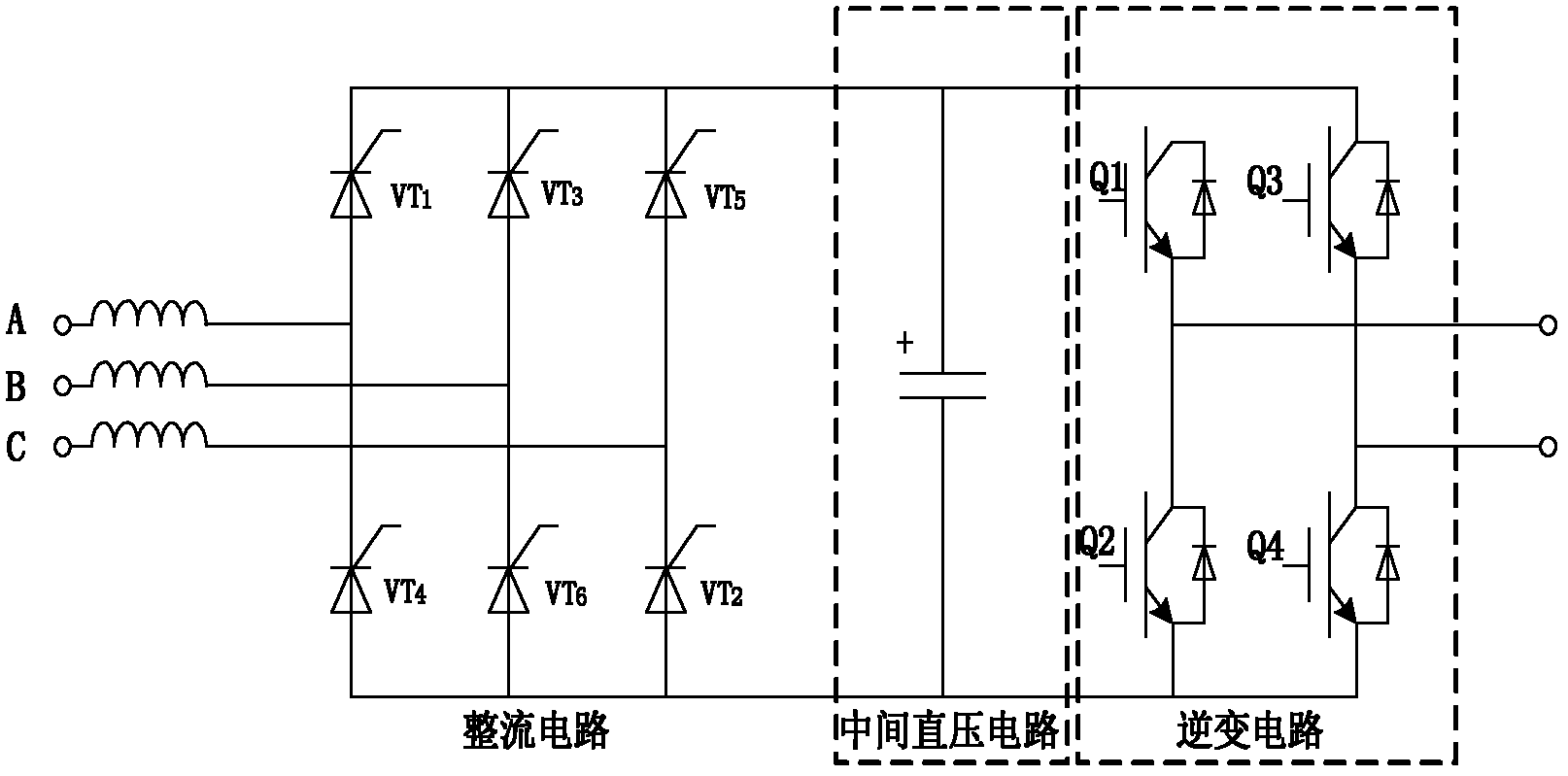Energy feedback device with composite unit cascade multi-level inverter circuit and control method of energy feedback device