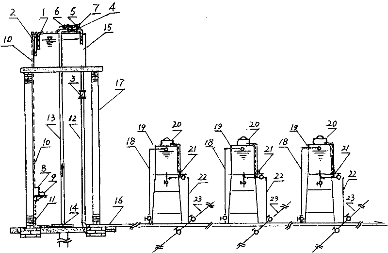 Double pressure stabilizing hydrodynamic variable frequency automatic air adding and water supplying drip irrigation control system