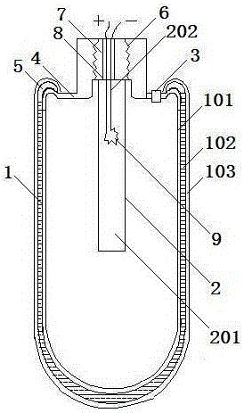 One-time glass fiber gas blaster and manufacturing method thereof